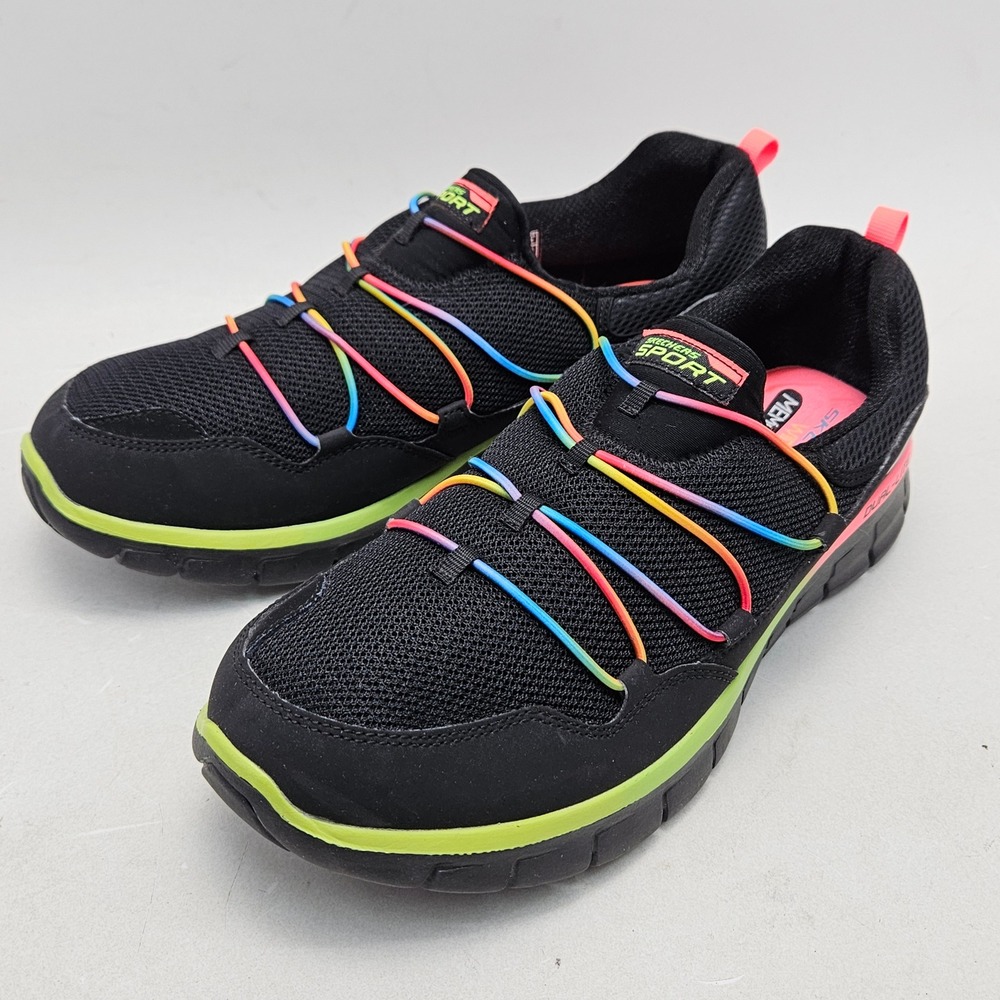 Skechers Sport Wide Fit Memory Foam Black Rainbow Bungee Sneaker 11793EW Mens 11